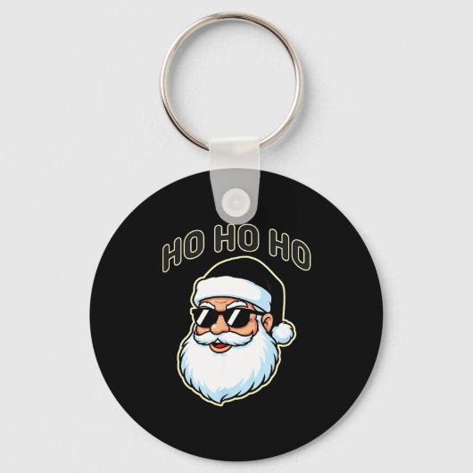 Cool Santa In Black Hat Sungles Graphic 2  Sleutelhanger (Voorkant)