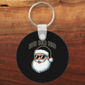 Cool Santa In Black Hat Sungles Graphic 2  Sleutelhanger (Voorkant)