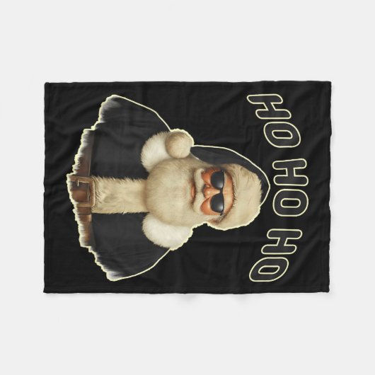 Cool Santa In Black Hat Sungles Graphic  Fleece Deken (Voorkant (Horizontaal))