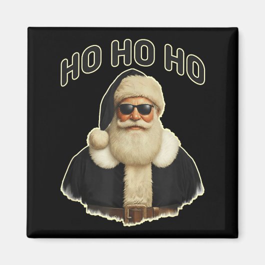 Cool Santa In Black Hat Sungles Graphic  Magneet (Voorkant)