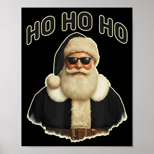 Cool Santa In Black Hat Sungles Graphic Poster (Voorkant)