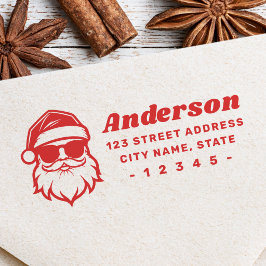 Cool Santa in zonnebril leuk retro retouradres Rubberstempel