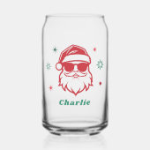 Cool Santa in zonnebril retro sterren aangepaste n Blikvorm Glas (Voorkant)