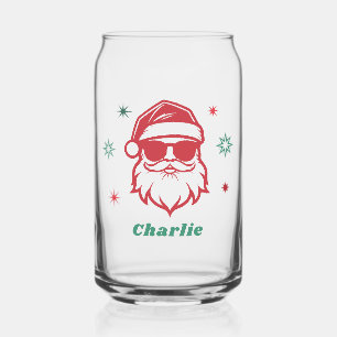 Cool Santa in zonnebril retro sterren aangepaste n Blikvorm Glas