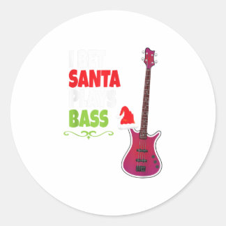 Cool Santa Kerstmis voor bass Guitar Player Ronde Sticker