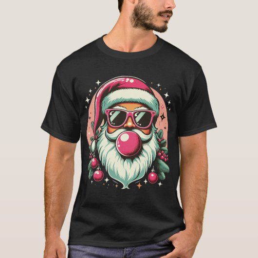 "Cool Santa met Bubblegum Pop Art Christmas T-shirt (Voorkant)