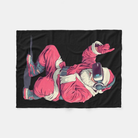 Cool Santa Moves With Vr Headset For Gaming Christ Fleece Deken (Voorkant (Horizontaal))