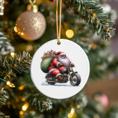 Cool Santa op een motorfiets Gepersonaliseerd Keramisch Ornament