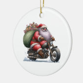 Cool Santa op een motorfiets Gepersonaliseerd Keramisch Ornament (Links)