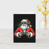 Cool Santa Playing Video Games Christmas Gamer Boy Kaart (Gele Bloem)