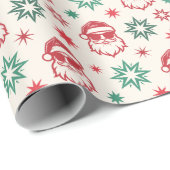 Cool Santa retro bord rood groen crème kerst Cadeaupapier (Rol Hoek)