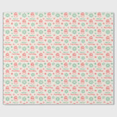 Cool Santa retro Merry Christmas bord rood groen Cadeaupapier (Vlak)