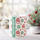 Cool Santa retro sterren bord rood groen Kerstmis Koffiemok