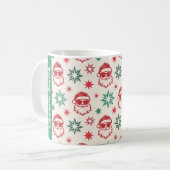 Cool Santa retro sterren bord rood groen Kerstmis Koffiemok (Voorkant links)