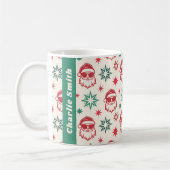 Cool Santa retro sterren bord rood groen Kerstmis Koffiemok (Links)