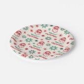 Cool Santa retro Vrolijk kerstfeest rood groen Papieren Bordje (Gekanteld)