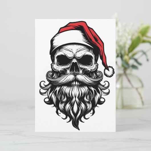 Cool Santa Skull Unieke Kerst Kaart (Staand voorkant)