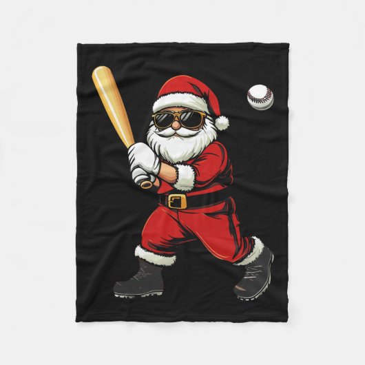 Cool Santa spelen Baseball Kerst Baseball Mannen Fleece Deken (Voorkant)