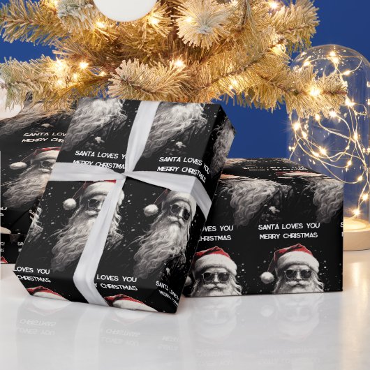 Cool Santa Twee lijnen van personalisatie Cadeaupapier (Feestdagen)