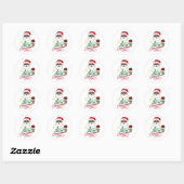 Cool Santa Vrolijk Kerstfeest met Roos & Holly Ronde Sticker (Vel)