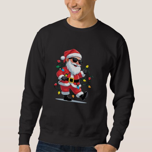 Cool Santa with Christmas Lights – Modern Festive Trui (Voorkant)