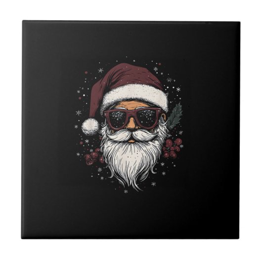 Cool Santa with Sunglasses Christmas Tegeltje (Voorkant)