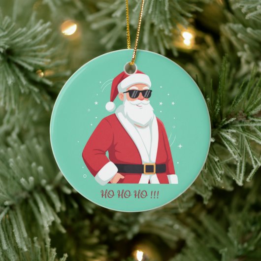 Cool Santa with Sunglasses  Ho Ho Ho Christmas Keramisch Ornament (Boom)