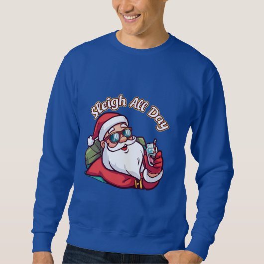 Cool Santa with Sunglasses – “Sleigh All Day” Trui (Voorkant)