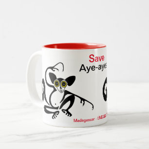 Cool -Save AYE-AYES -Bedreigde dier grafiek - Tweekleurige Koffiemok