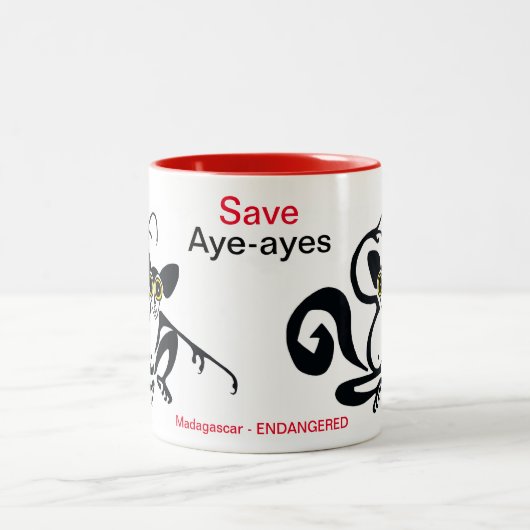Cool -Save AYE-AYES -Bedreigde dier grafiek - Tweekleurige Koffiemok (Center)