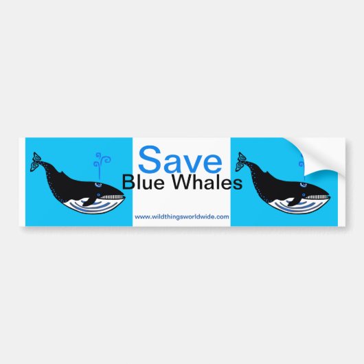 Cool Save Blue Whales - Wildlife Warrior - Oceanen Bumpersticker (Voorkant)