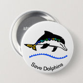Cool Save Dolphins - Bedreigde dieren - Ronde Button 7,6 Cm (Voorkant /achterkant)