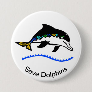 Cool Save Dolphins - Bedreigde dieren - Ronde Button 7,6 Cm