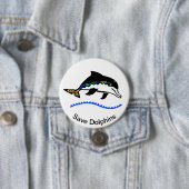 Cool Save Dolphins - Bedreigde dieren - Ronde Button 7,6 Cm (In situ)