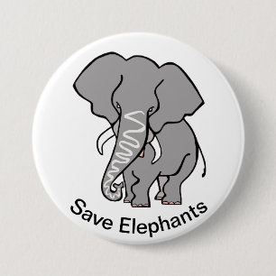 Cool Save Elephants - Bedreigde dieren grafiek Ronde Button 7,6 Cm