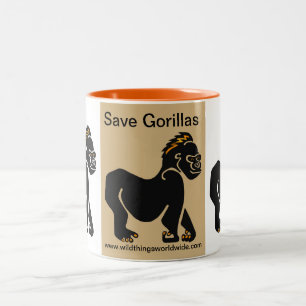 Cool Save GORILLAS - Bedreigde dieren grafiek Tweekleurige Koffiemok