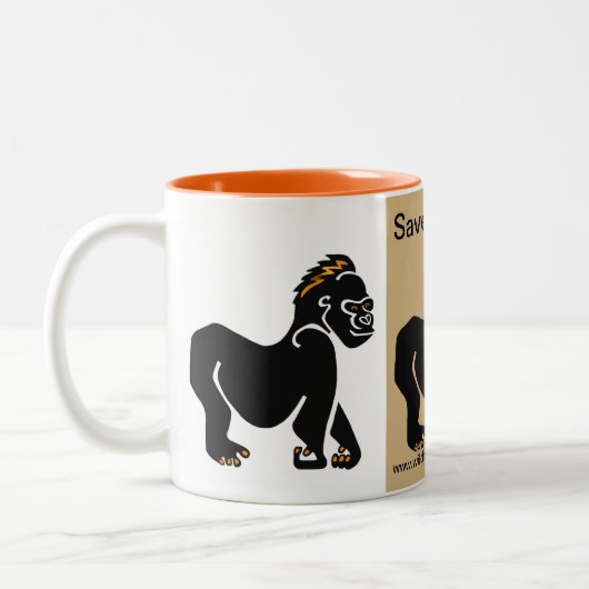 Cool Save GORILLAS - Bedreigde dieren grafiek Tweekleurige Koffiemok (Links)