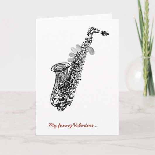 Cool saxofoon Valentijns's kaart (Voorkant)