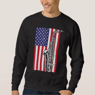 Cool Saxofoon Voor Mannen Vrouwen Amerikaanse Vlag Trui