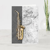 Cool Saxophone Musician Jazz Rock & Roll Birthday Kaart (Voorkant)
