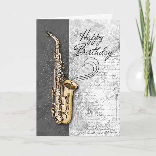Cool Saxophone Musician Jazz Rock & Roll Birthday Kaart (Voorkant)