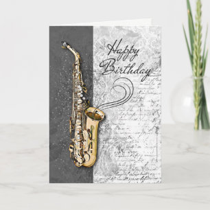 Cool Saxophone Musician Jazz Rock & Roll Birthday Kaart