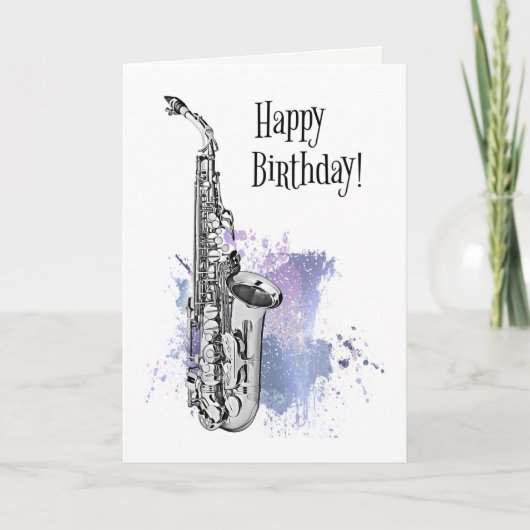 Cool Saxophone Musician Jazz Rock & Roll Birthday Kaart (Voorkant)