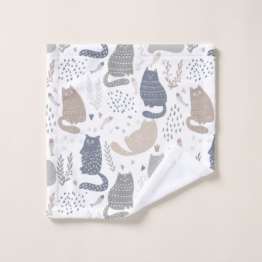 Cool Scandinavische stijl katten Bad Handdoek (Wasdoekje)
