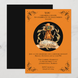 Cool Scarecrow Halloween Party Invite Kaart