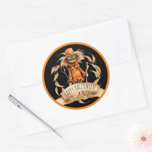 Cool Scarecrow Happy Halloween Sticker (Envelop)