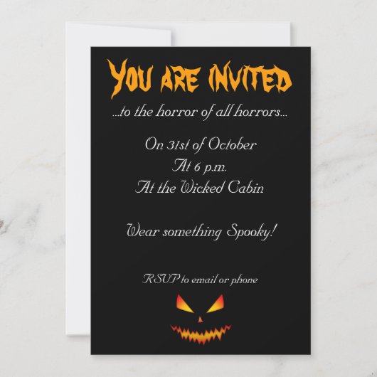 Cool scary Jack O'Lantern face Halloween Invite Kaart (Voorkant)