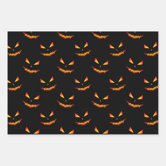 Cool scary Jack O'Lantern face Halloween patroon Inpakpapier Vel (Voorkant 2)