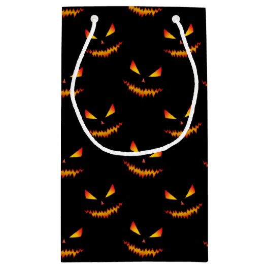 Cool scary Jack O'Lantern face Halloween patroon Klein Cadeauzakje (Achterkant)