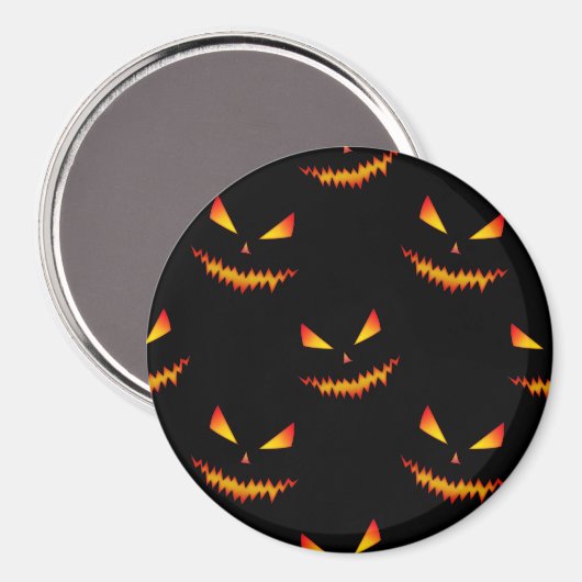 Cool scary Jack O'Lantern face Halloween patroon Magneet (Voorkant / Achterkant)